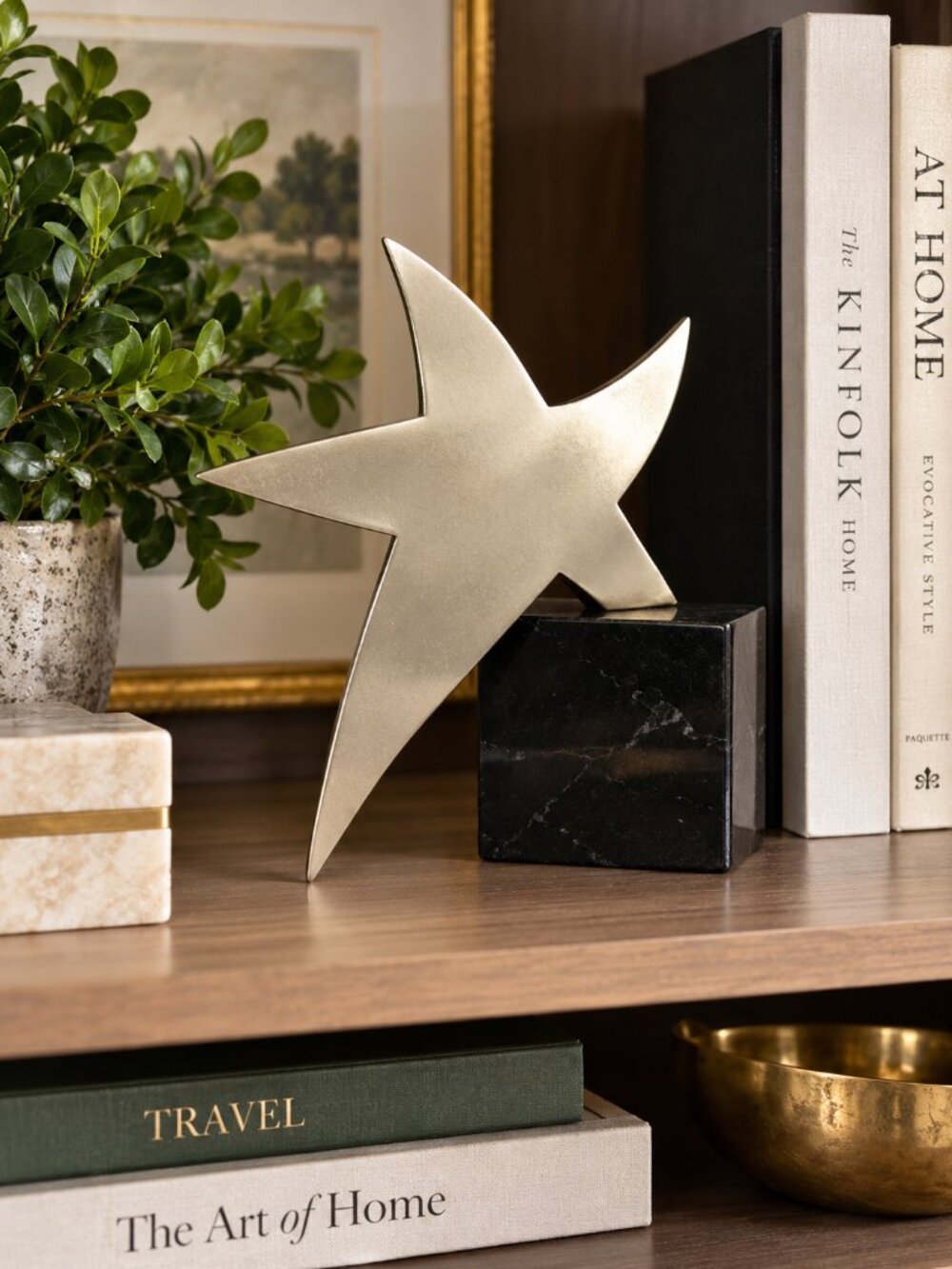 MK Shannon Hand Signed 2006 Star Sculpture Modern Abstract Art Marble